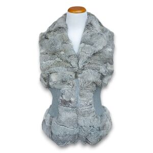 Elegant Gray Rabbit Fur Vest
